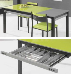 Mesa de cocina extensible con cajón cubertero