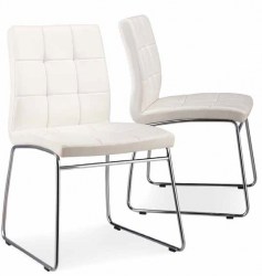 silla tapizada simil piel con capitone modelo Karla importa home blanca