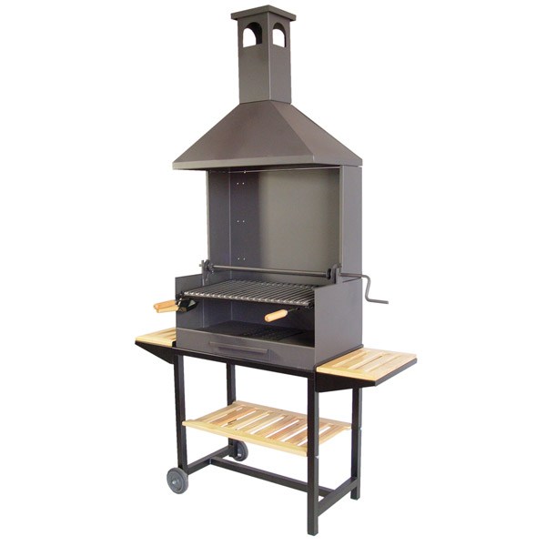 Barbacoa chimenea con ruedas 61x40cm