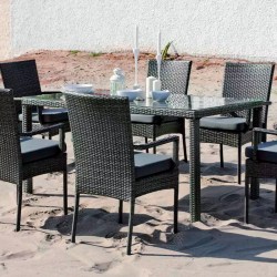 Set mesa y sillas de terraza Sulam en acero y cristal templado - Compra  Online