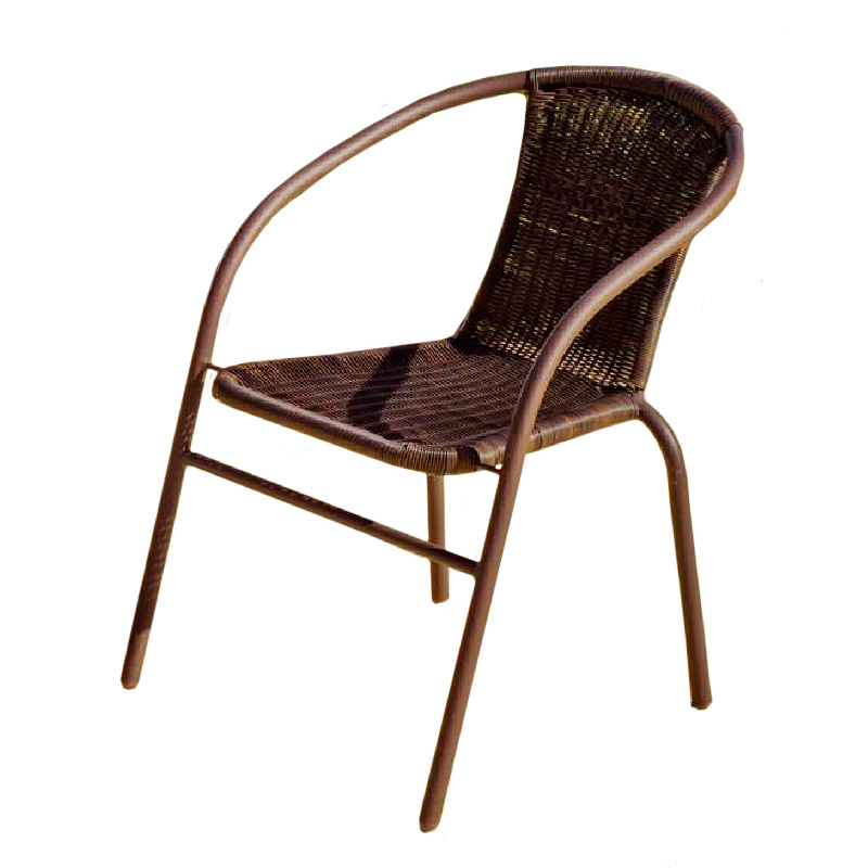 Silla de Jardín Apilbable, Wicker - Marrón