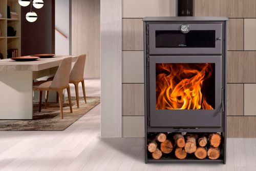 ESTUFA DE LEÑA CON HORNO SOLZAIMA M12F CON TURBINA 10.4 kw - Maison de Luxe